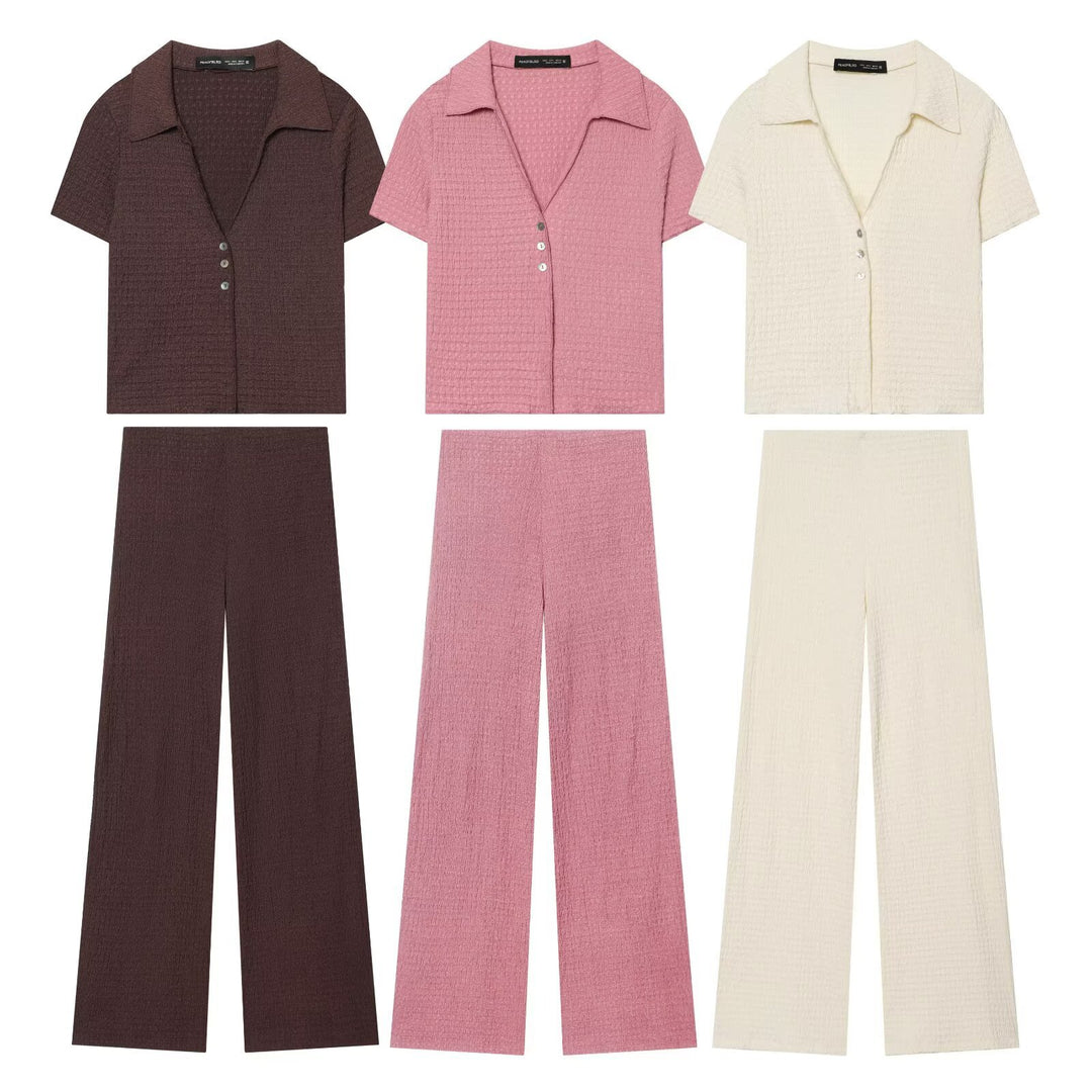 Damen Hochbundhose mit weitem Schnitt und lässiger Textur Drune