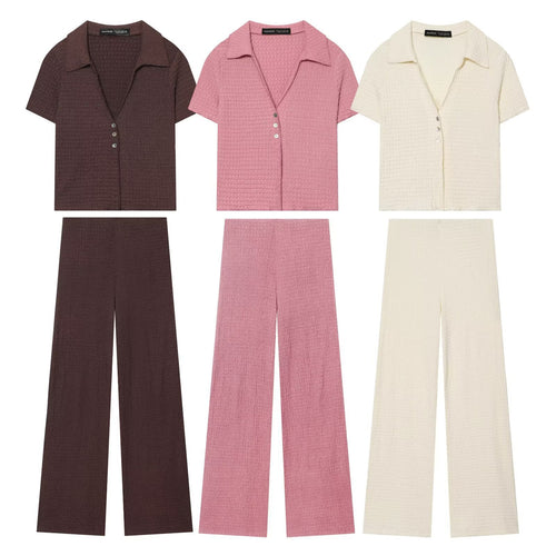 Damen Hochbundhose mit weitem Schnitt und lässiger Textur Drune