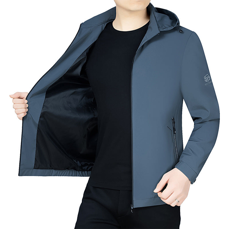 Herren Leichte Kapuzenjacke im urbanen Travel-Style mit Dreiviertelärmeln Drune