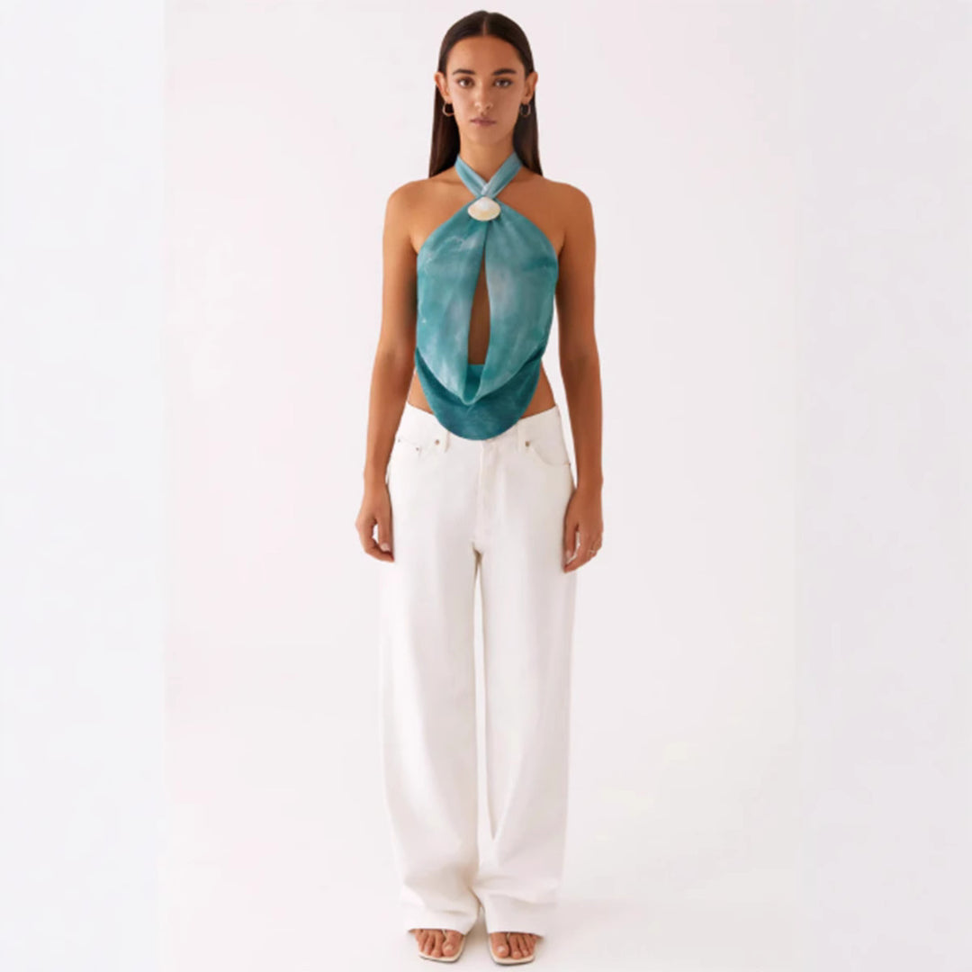 Damen Halstopp im angesagten Wickel-Design mit hochwertigem Details Drune
