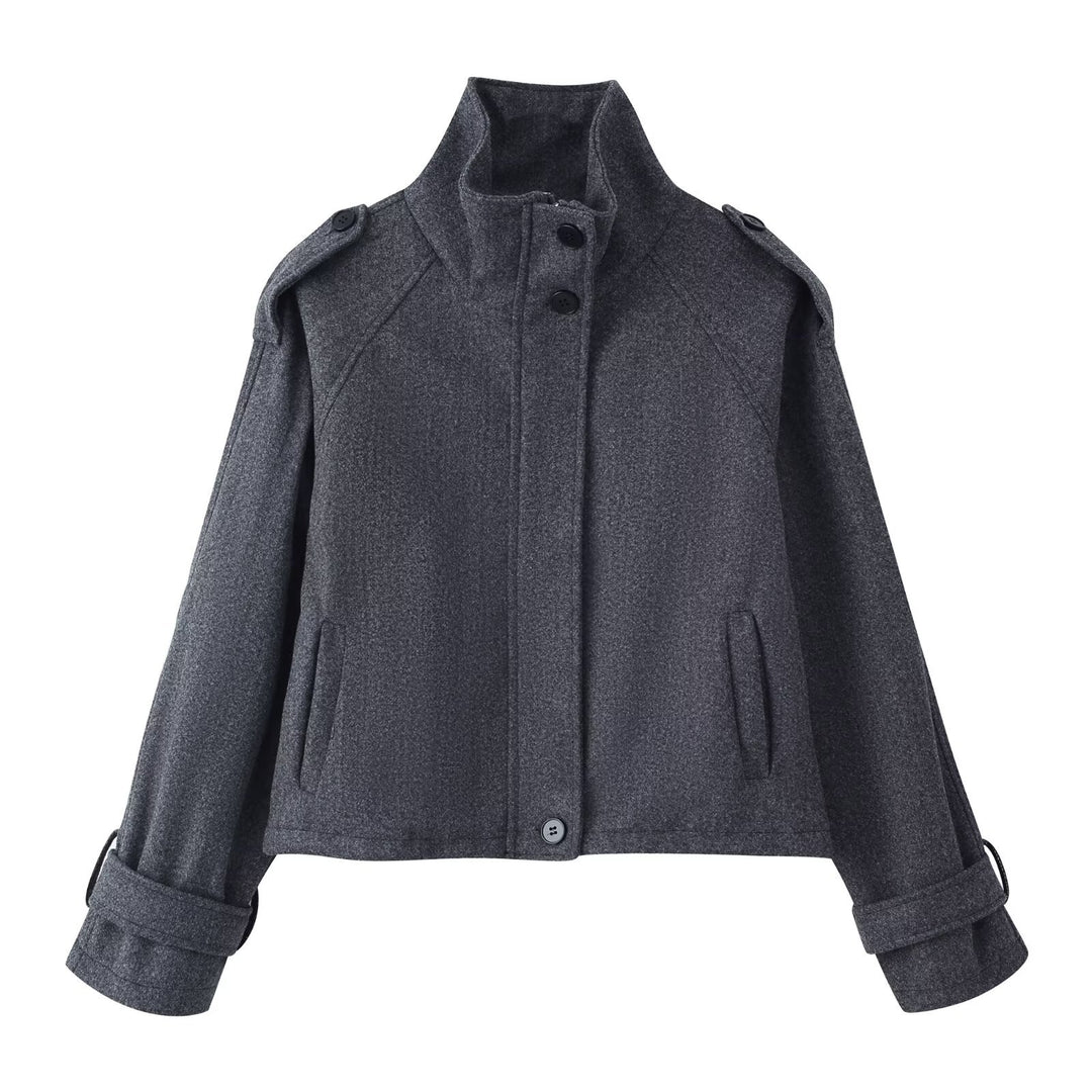 Damen 90+ kurzgeschnitteter Wollmix‑Blouson mit Funnelkragen und Taillierungsdetails Drune