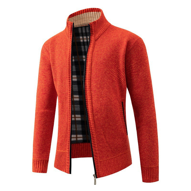 Herren elegante Strickjacke mit hohem Kragen und praktischem Reißverschluss Drune