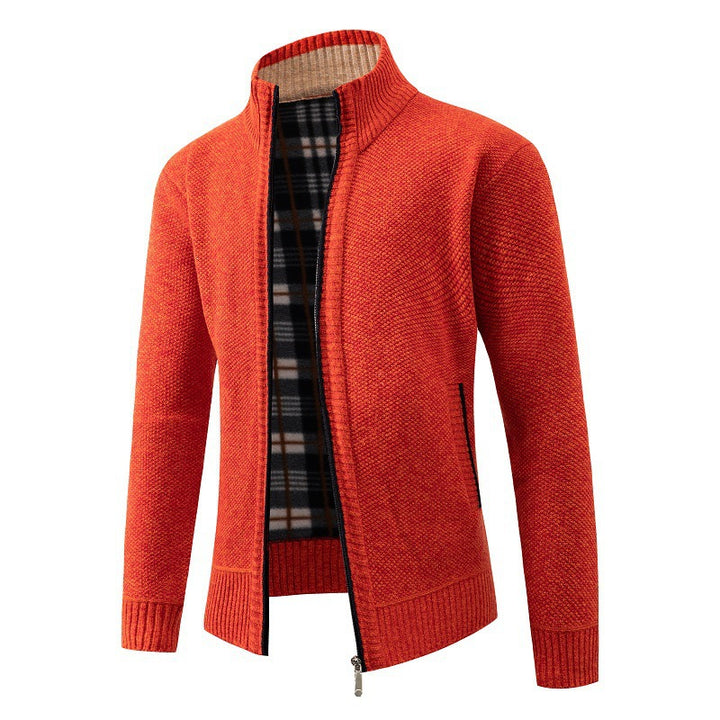 Herren elegante Strickjacke mit hohem Kragen und praktischem Reißverschluss Drune