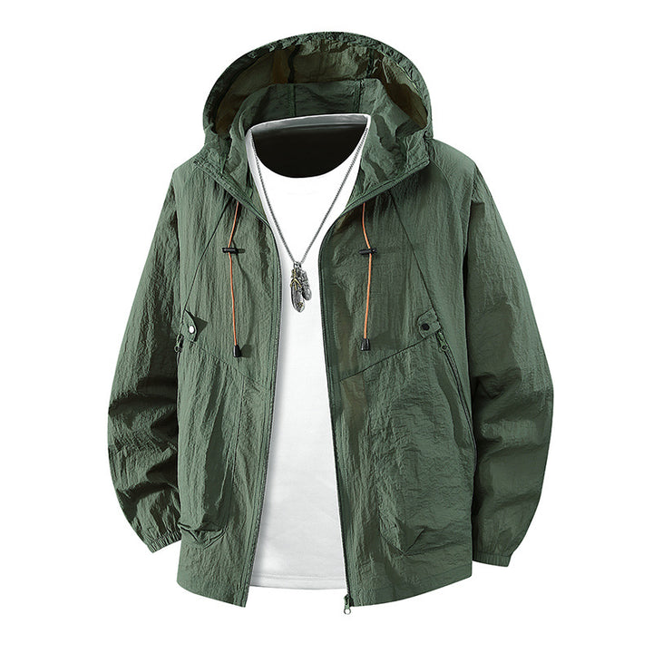 Herren Leichte Wanderjacke mit verstellbarer Kapuze