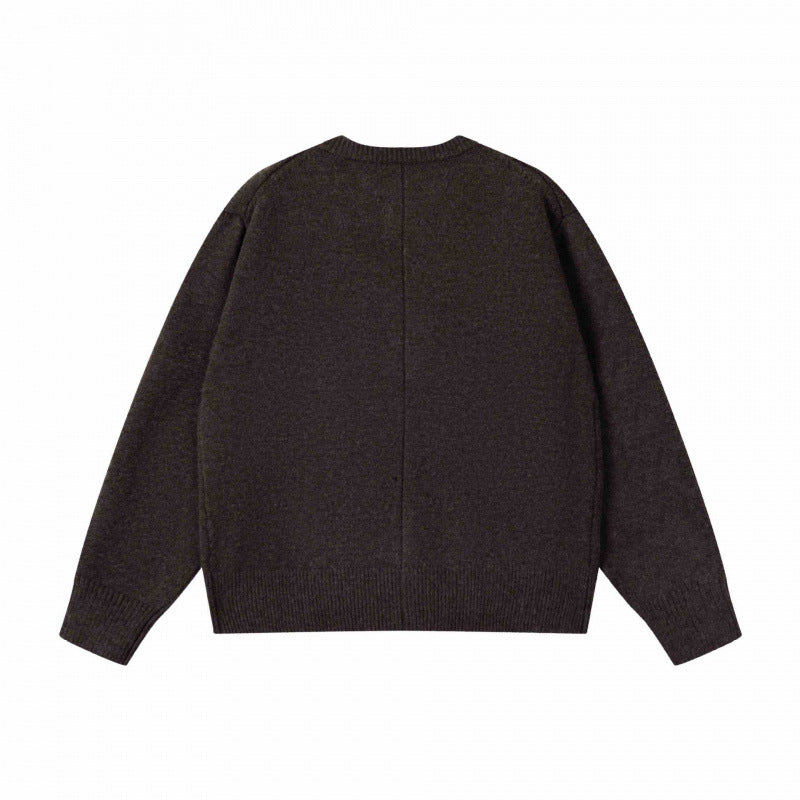 Unisex Boxiger Feinstrick-Cardigan mit Rundhals und durchgehender Knopfleiste Drune