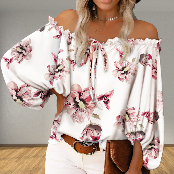Damen Off-Shoulder-Bluse mit Blumenmuster Drune