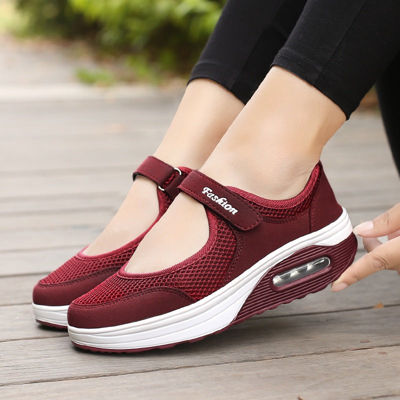 Damen Sportliche Mary-Jane Wedgesneaker mit Luftpolster und atmungsaktivem Mesh Drune