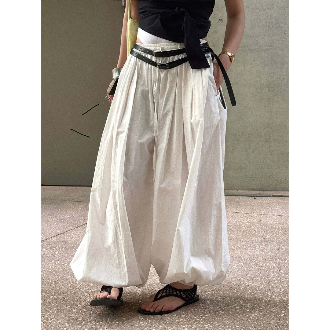 Damen Weite Balloon-Culotte mit hohem Elastbund und gekräuselter Leinenoptik Drune