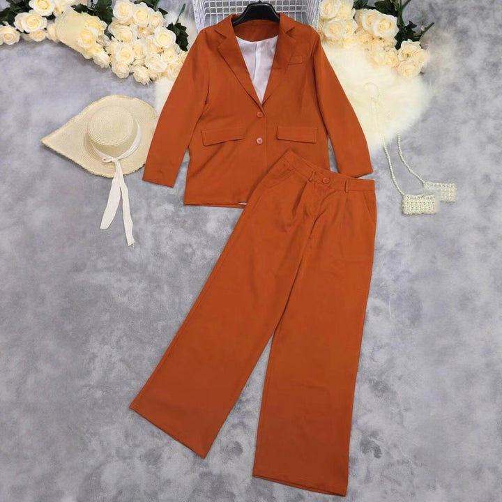 Damen Elegantes Oversized Blazer-Set mit weitem Hosenbund Drune