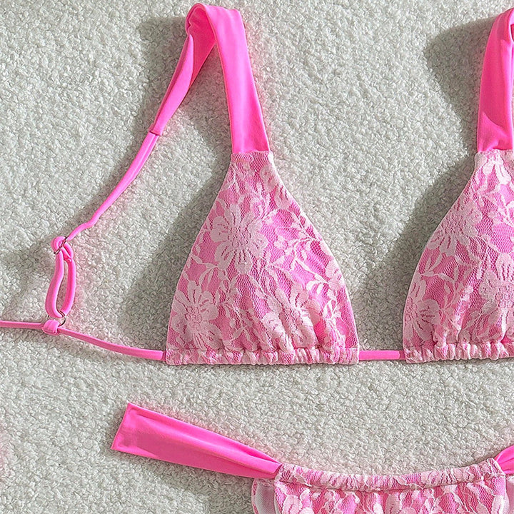 Damen Blütenmotiv Triangel-Bikini-Set Drune