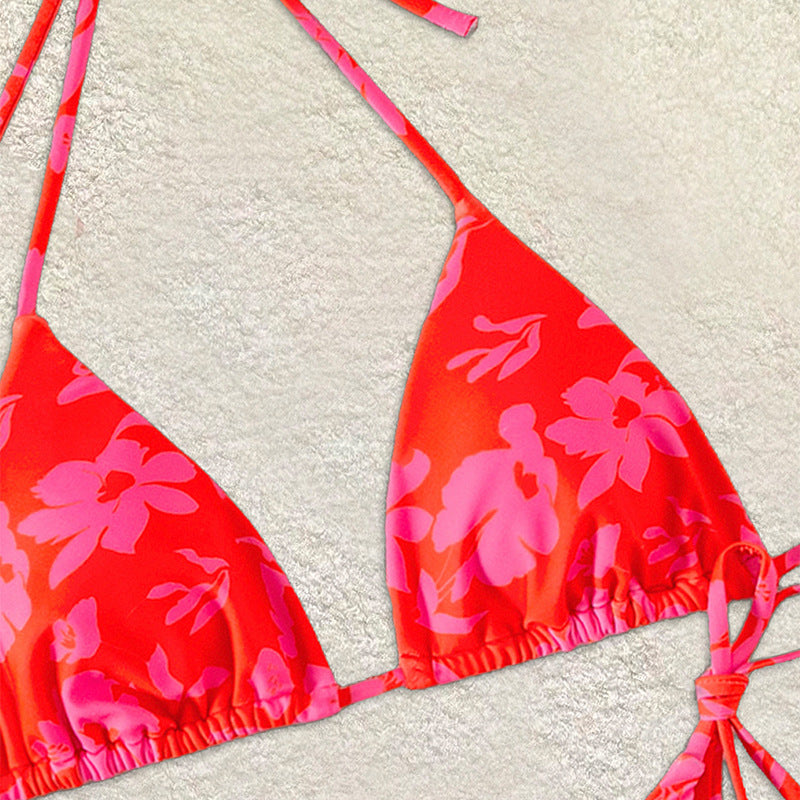 Damen Triangel-Bikini mit floralem Design und verstellbaren Bändern Drune