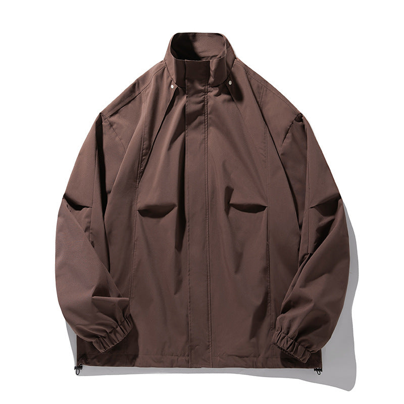 Unisex Leichte technische Windbreaker‑Jacke mit Stehkragen, verdecktem Reißverschluss und verstellbarem Saum Drune