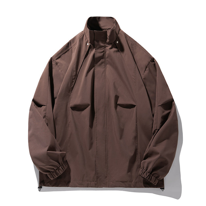 Unisex Leichte technische Windbreaker‑Jacke mit Stehkragen, verdecktem Reißverschluss und verstellbarem Saum Drune