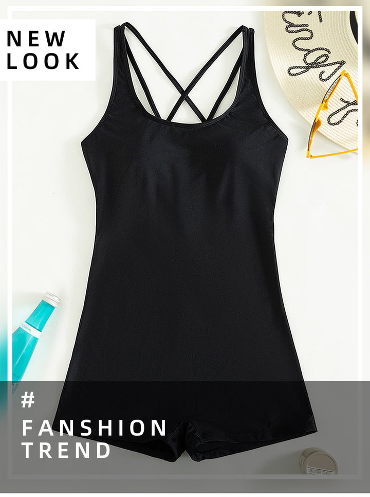 Damen Einteiler Badeanzug mit modernem Cross-Back-Design Drune