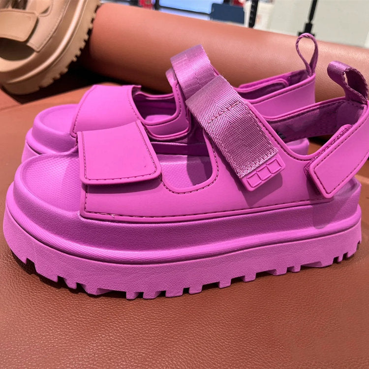 Damen Sportliche Sandalen mit verstellbaren Klettverschlüssen und rutschfester Profilsohle Drune