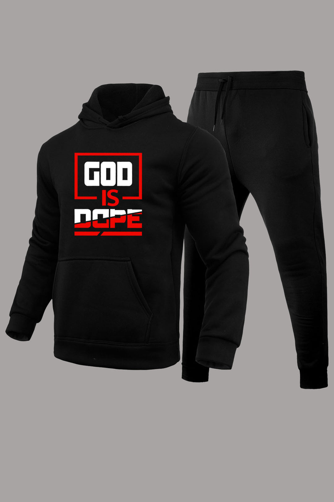 Herren sportliches Hoodie- und Jogginghose-Set mit inspirierendem Schriftzug Drune