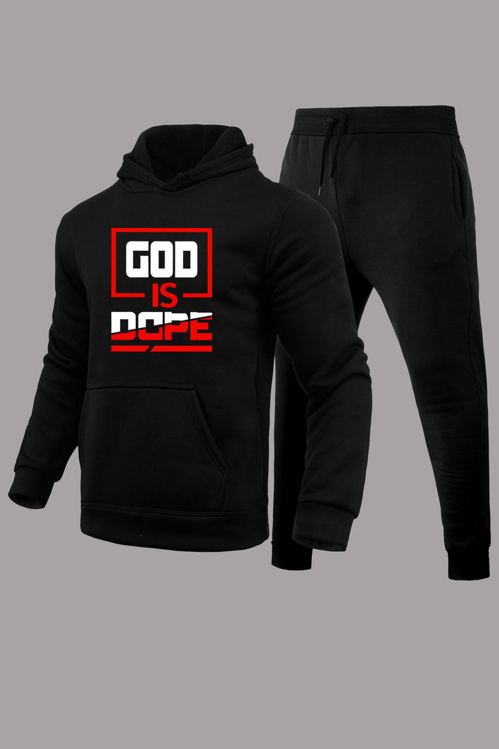 Herren sportliches Hoodie- und Jogginghose-Set mit inspirierendem Schriftzug Drune
