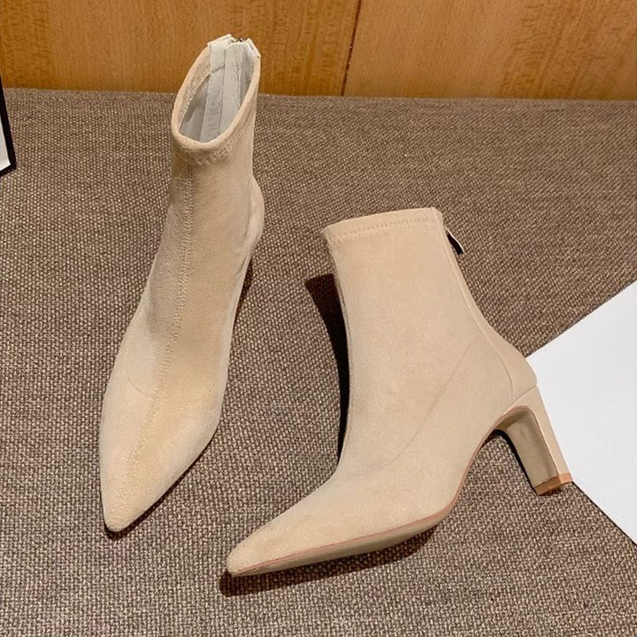 Damen Stretch‑Ankleboots mit schmaler Spitze und sculpted Blockabsatz Drune
