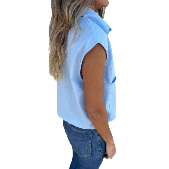 Damen Kurzarm Bluse mit praktischen Taschen Drune