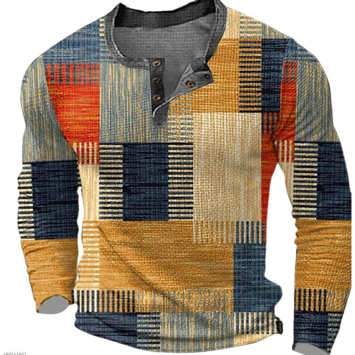 Herren Sportliches Langarmshirt mit Knopfleiste Drune