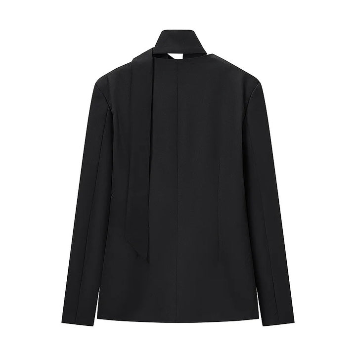 Damen nan taillierter Blazer mit Schalkragen-Schleife und V-Ausschnitt Drune