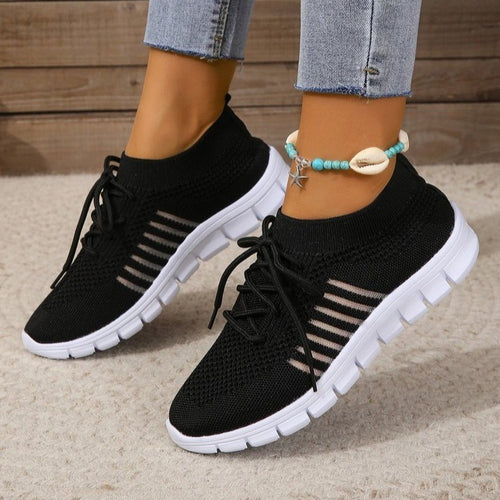 Damen komfortable und atmungsaktive Sneaker mit elastischem Netzstoff Drune