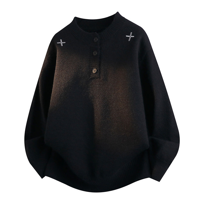 Damen Bequemer Strickpullover mit Knopfleiste Drune