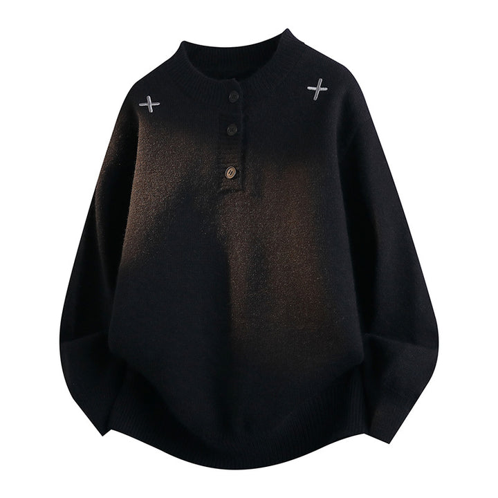 Damen Bequemer Strickpullover mit Knopfleiste Drune