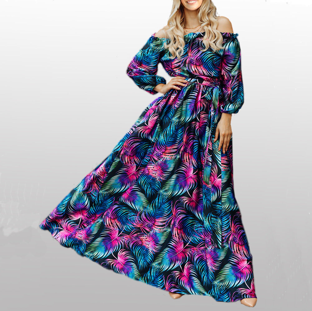 Damen Maxikleid mit off-shoulder Schnitt und floralem Design Drune