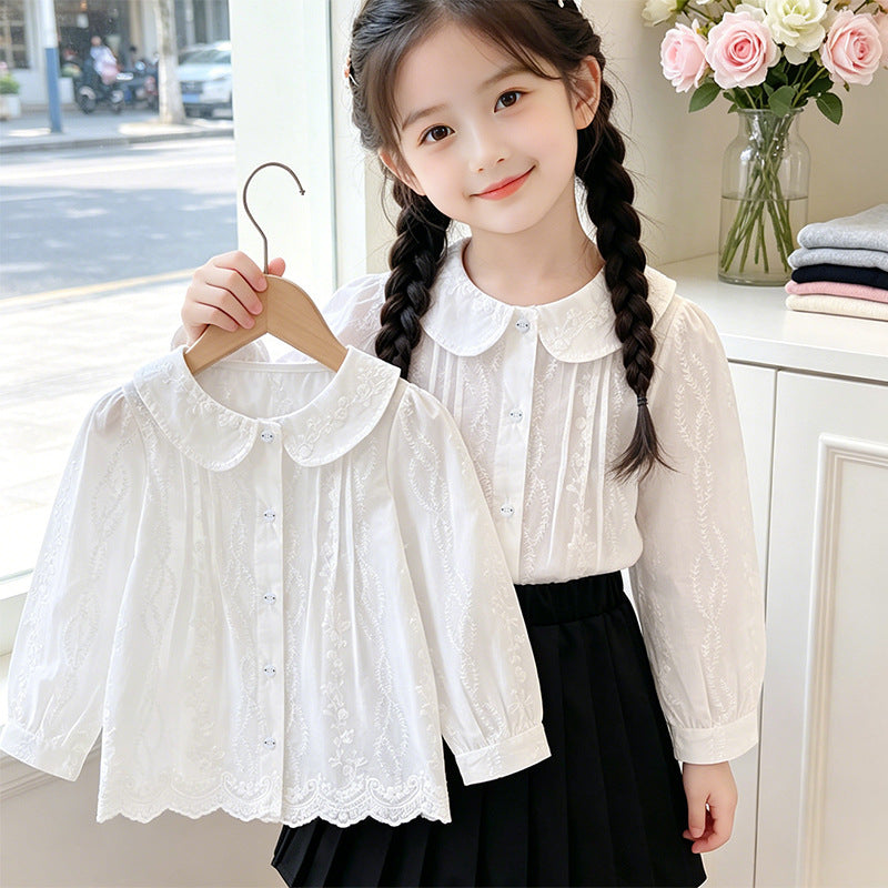 Mädchen elegante Bluse mit floralen Verzierungen Drune