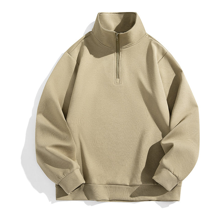 Herren Oversized-Halbzip-Sweatshirt mit hohem Stehkragen, schwerer French-Terry und minimalistischem Design Drune