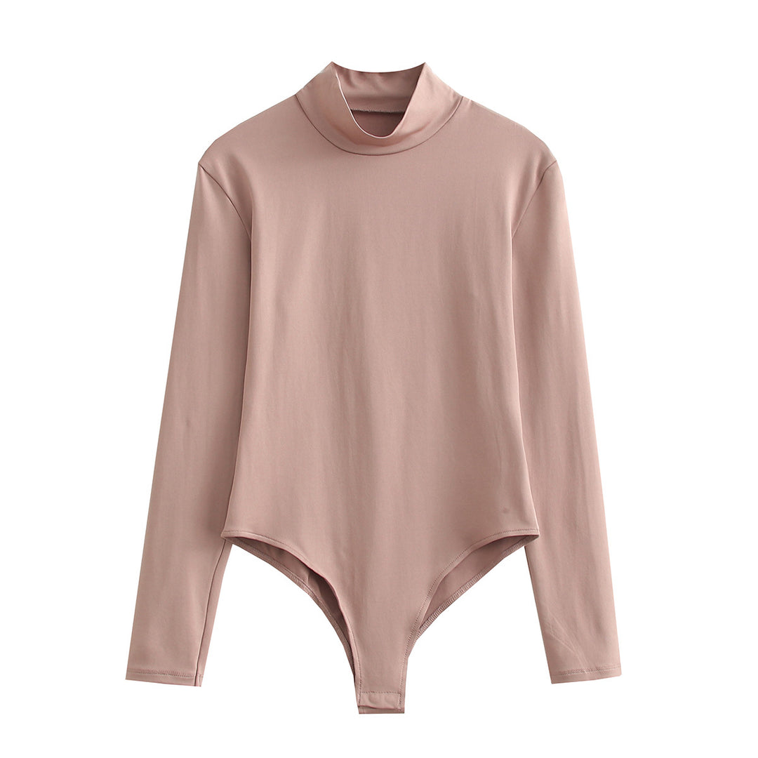 Damen Langarmbody mit Stehkragen aus dehnbarem Stretchstoff Drune