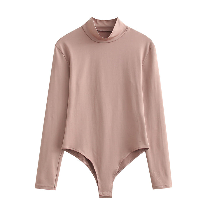 Damen Langarmbody mit Stehkragen aus dehnbarem Stretchstoff Drune