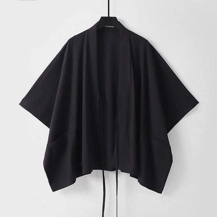 Damen Oversize Kimono-Cardigan mit Bindeband und aufgesetzten Taschen Drune