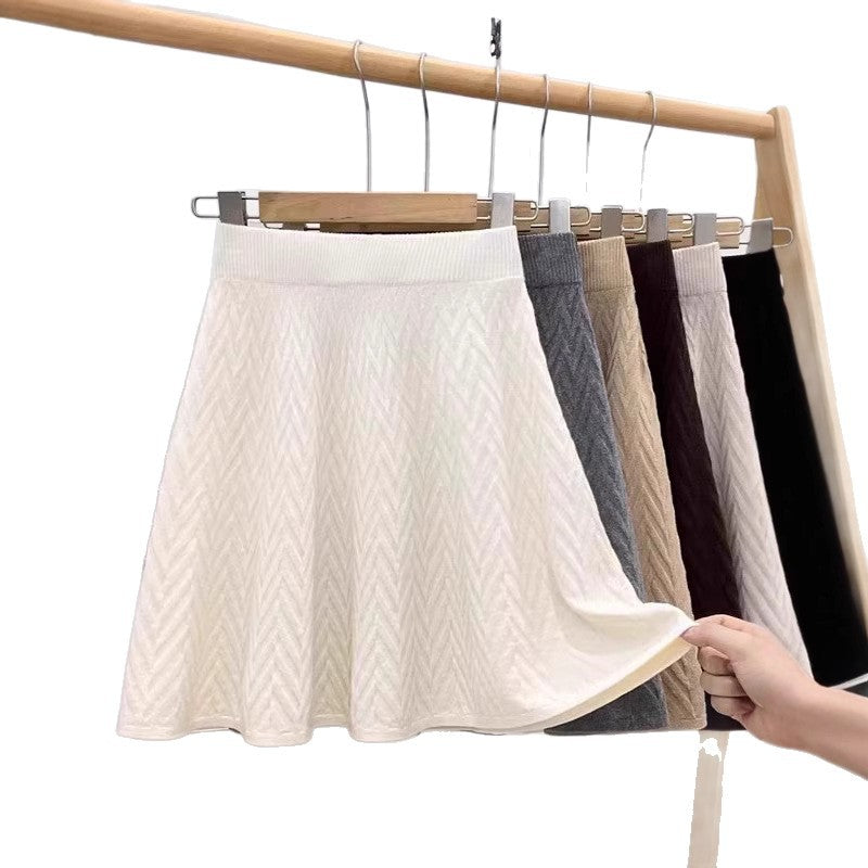 Damen Plissierter Strickrock mit Zopfmuster Drune