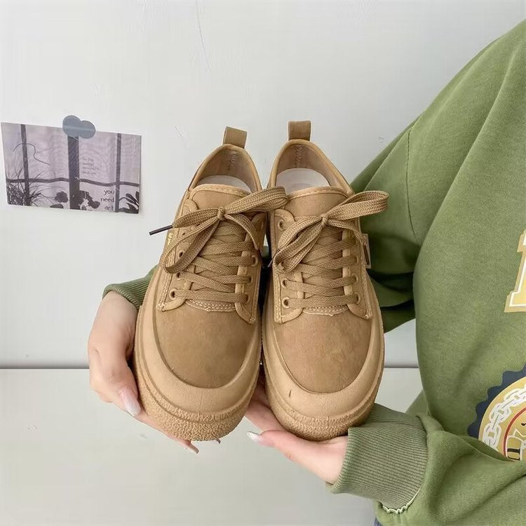 Damen Plattform Sneakers mit luxuriösem Wildleder-Obermaterial und modischem Schnürdesign Drune
