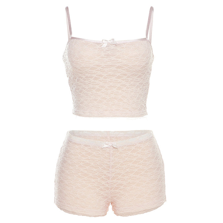 Damen Spitzen-Crop-Top und Shorts Set Drune