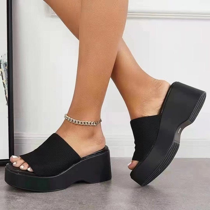 Damen Wedge-Pantoletten mit breitem Riemen und komfortabler Sohle Drune