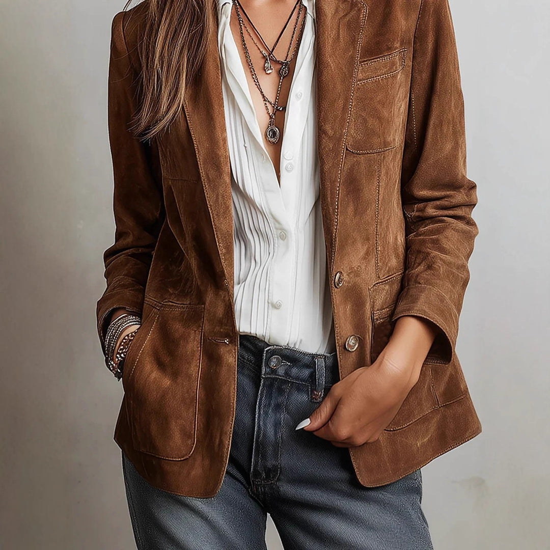 Damen Eleganter Wildlederblazer Drune