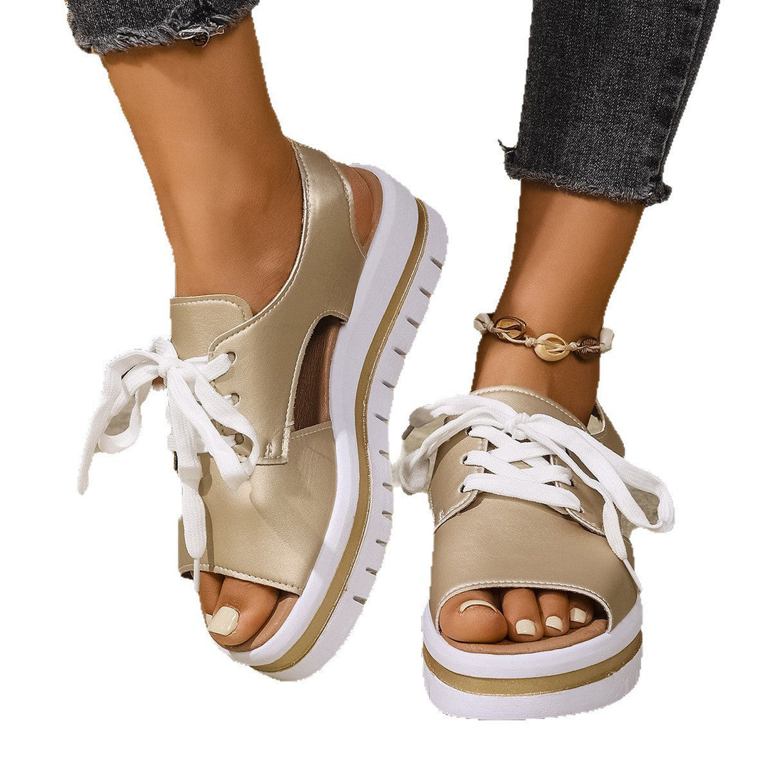 Damen Sneaker-Sandaletten mit offener Zehe und praktischen Schnürsenkeln Drune