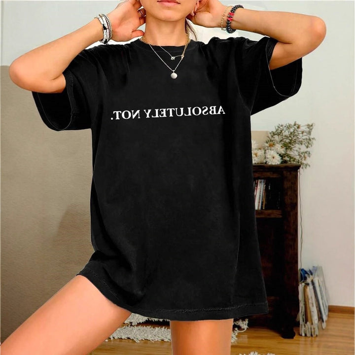 Damen Oversized T-Shirt mit kreativem Statementdruck Drune