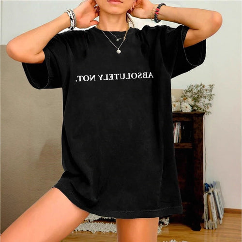Damen Oversized T-Shirt mit kreativem Statementdruck Drune