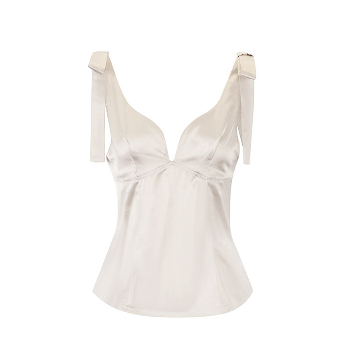 Damen elegantes Top mit verstellbaren Trägern und seidig-glänzendem Finish Drune