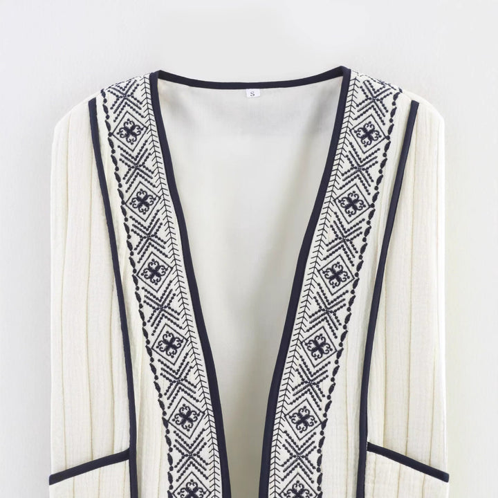Damen elegante Quilted-Jacke mit filigraner Stickerei Drune