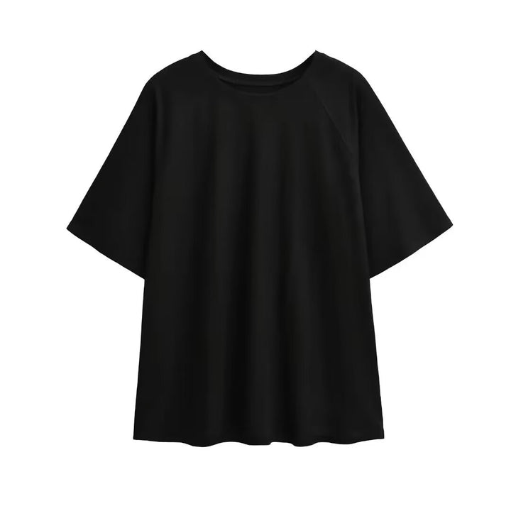 Damen lässiges T-Shirt mit überschnittenen Ärmeln Drune