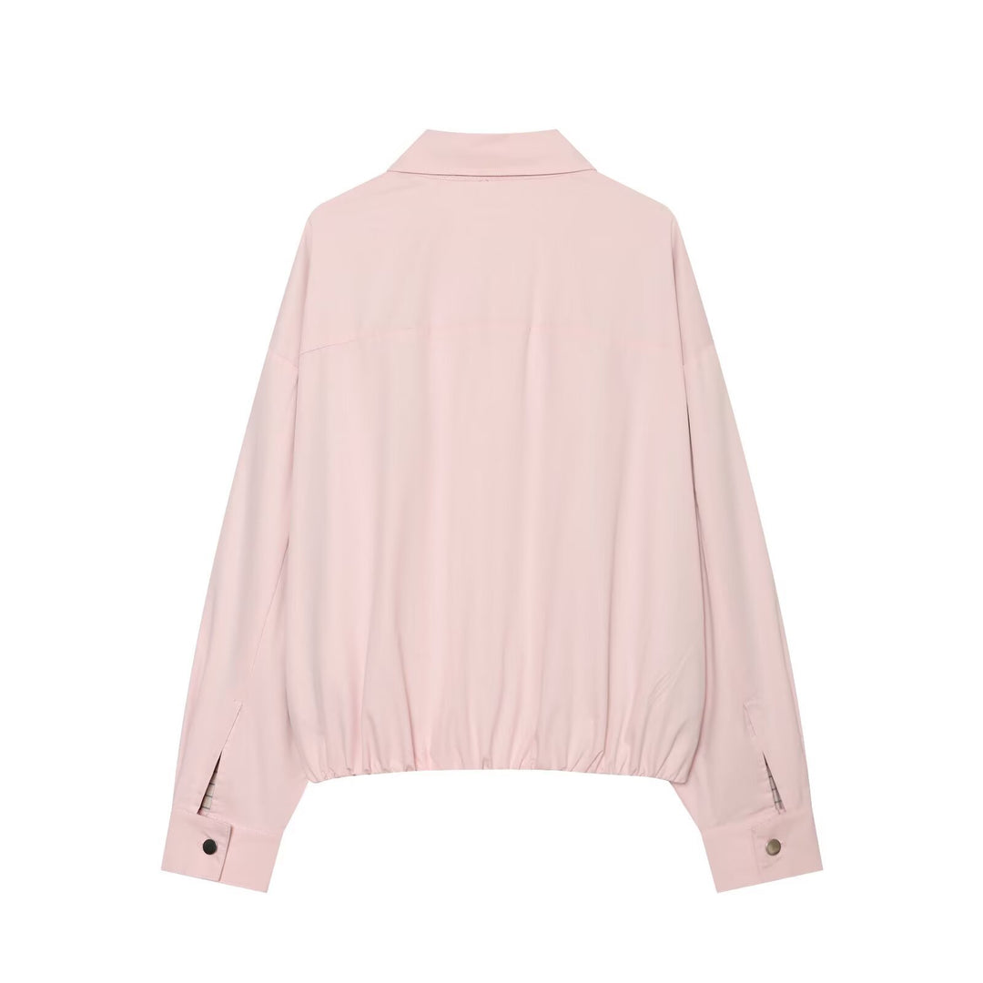 Damen Leichter Cropped‑Blouson mit Hemdkragen, verdecktem Reißverschluss und elastischem Saum Drune