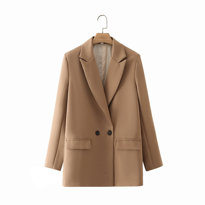 Damen nan taillierter Longblazer im Oversize-Look mit Reverskragen und Pattentaschen Drune