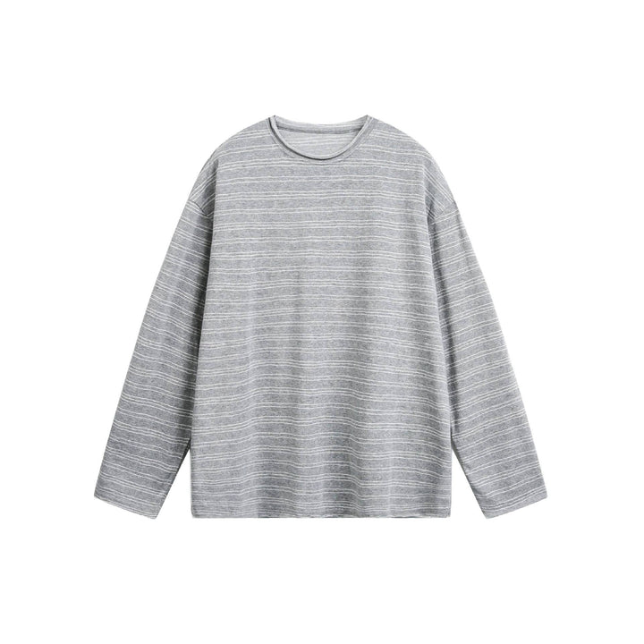 Unisex Oversize-Langarmshirt aus feinem Baumwollmix mit dezenter Streifenstruktur Drune