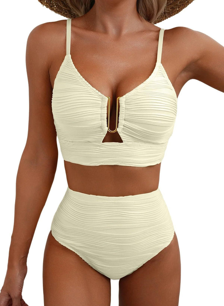 Damen Hochgeschnittener Bikini mit Raffungen Drune