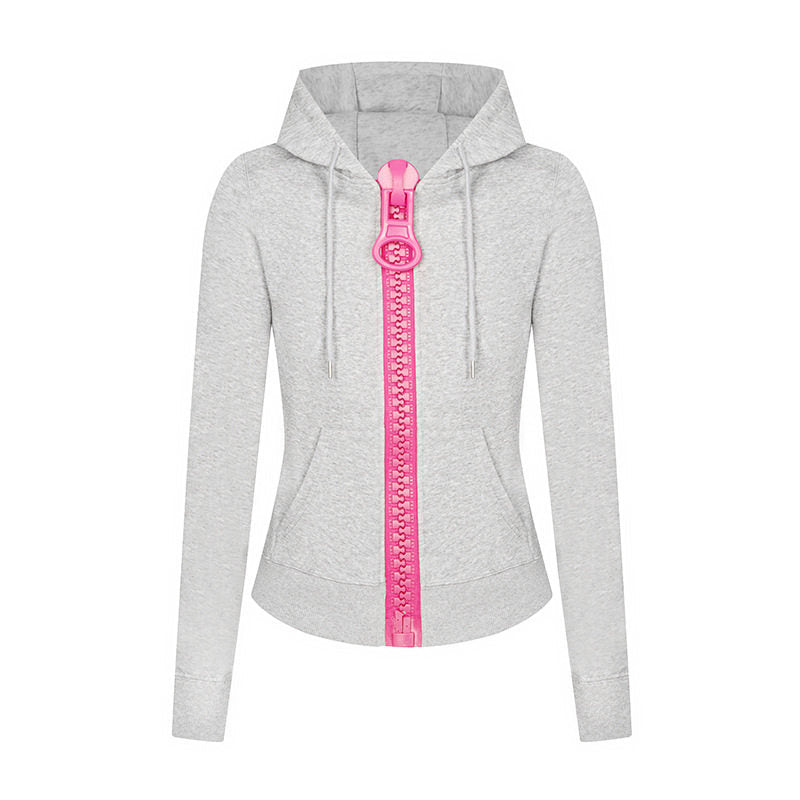 Damen Kapuzen-Sweatjacke mit markantem Zierreißverschluss und Kängurutasche Drune